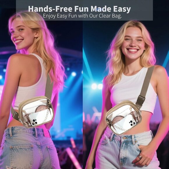 Versatile Clear Crossbody Bag with Metal Chain – Ideal for Festivals & Travel - Picture 6 of 6